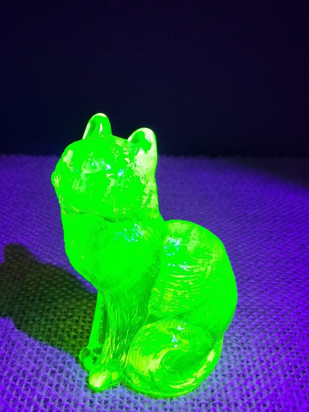 Mosser Yellow Uranium Glass Cat